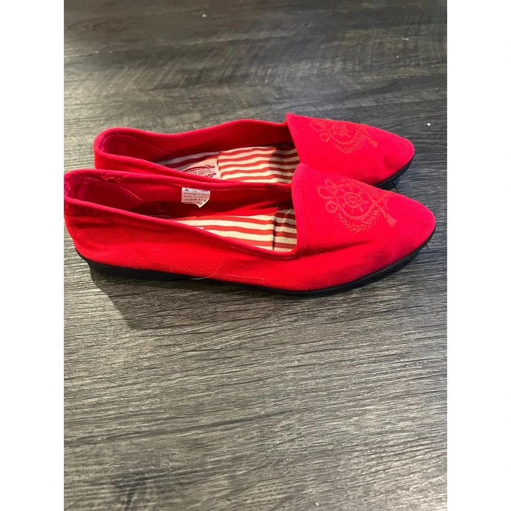 Separate Issue Womens Flats Nautical Crest Embroidery Red Size 8